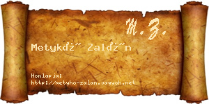 Metykó Zalán névjegykártya